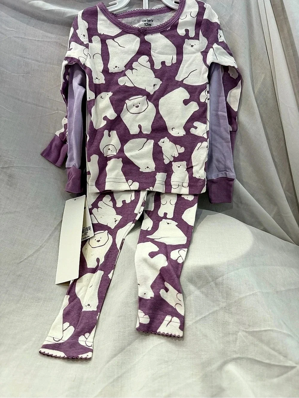 Carter's Girls Pajama Set Purple & White Size 5T NWT
